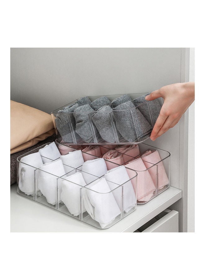 NIBEMINENT Compartments Socks Underwear Household Stackable Storage Box Clear - Image 5