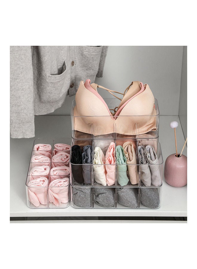 NIBEMINENT Compartments Socks Underwear Household Stackable Storage Box Clear - Image 3