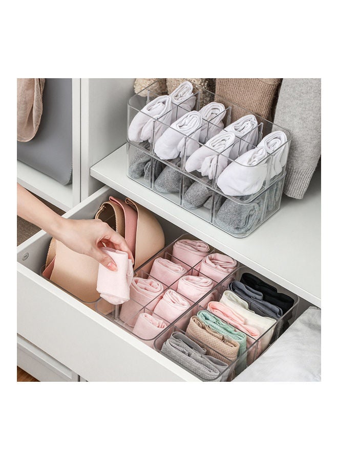 NIBEMINENT Compartments Socks Underwear Household Stackable Storage Box Clear - Image 2