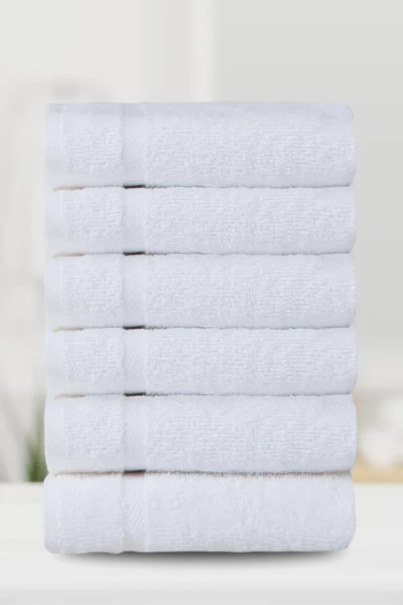 Efabrika Leora 100% Cotton 6 Piece 30X30 Towel Set - White