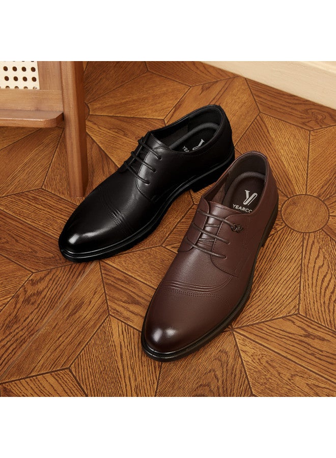 YEARCON Genuine Leather】autumn Lightweight Breathable Wedding Shoes, Formal Genuine Leather Derby Shoes For Men, Business Casual Leather Dress Shoes For Men - Image 5