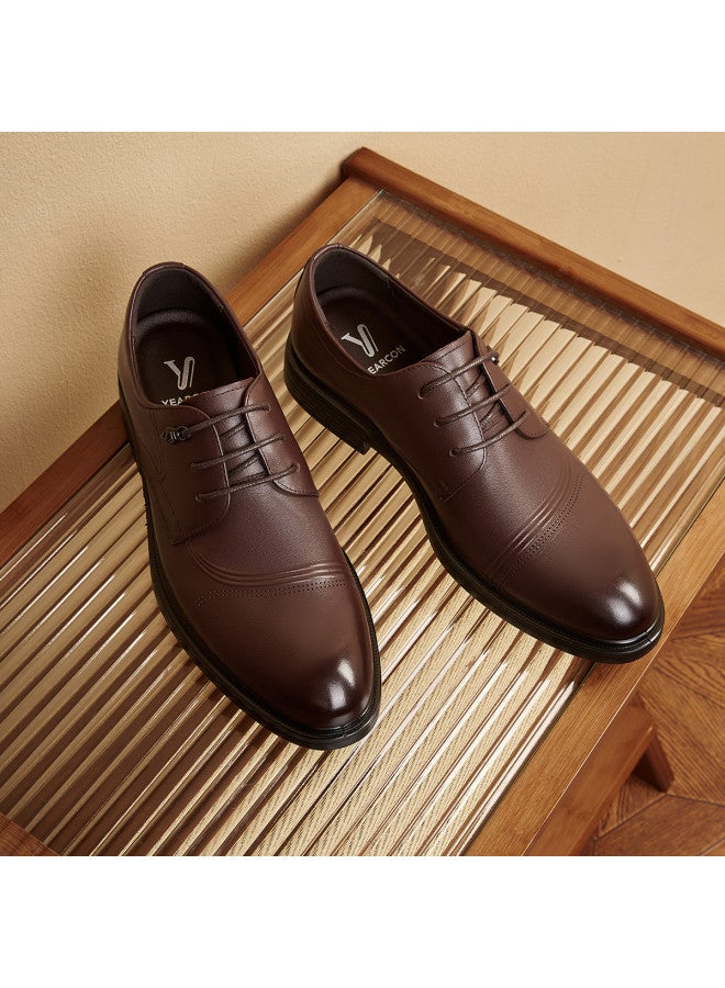 YEARCON Genuine Leather】autumn Lightweight Breathable Wedding Shoes, Formal Genuine Leather Derby Shoes For Men, Business Casual Leather Dress Shoes For Men - Image 2