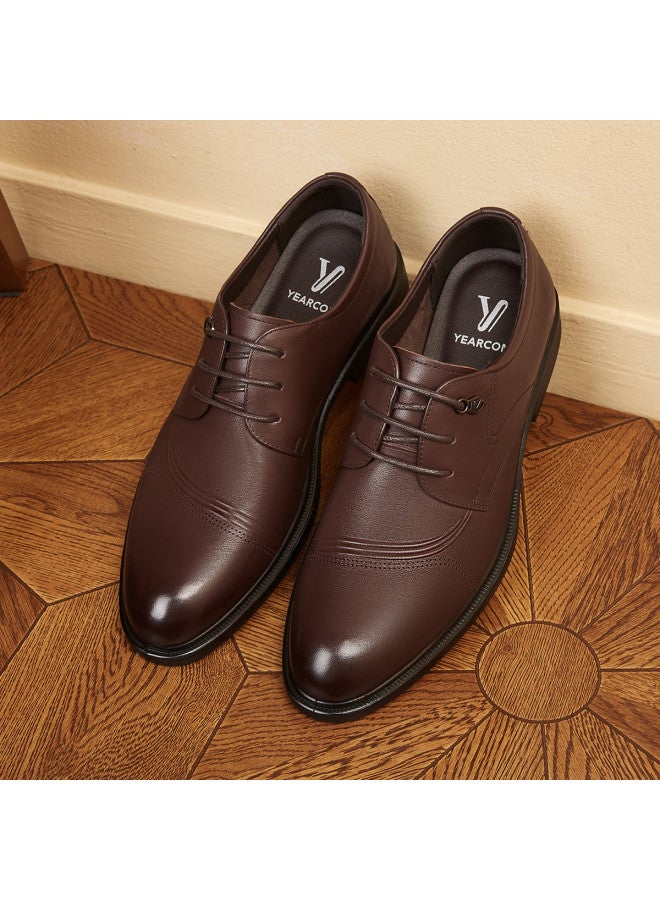 YEARCON Genuine Leather】autumn Lightweight Breathable Wedding Shoes, Formal Genuine Leather Derby Shoes For Men, Business Casual Leather Dress Shoes For Men - Image 3