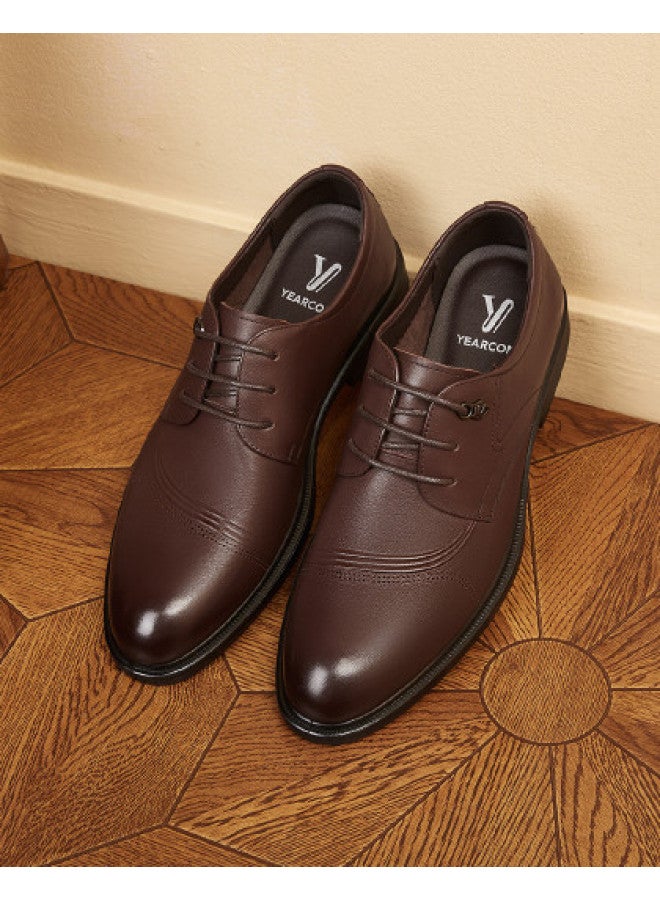 YEARCON Genuine Leather】autumn Lightweight Breathable Wedding Shoes, Formal Genuine Leather Derby Shoes For Men, Business Casual Leather Dress Shoes For Men - Image 1