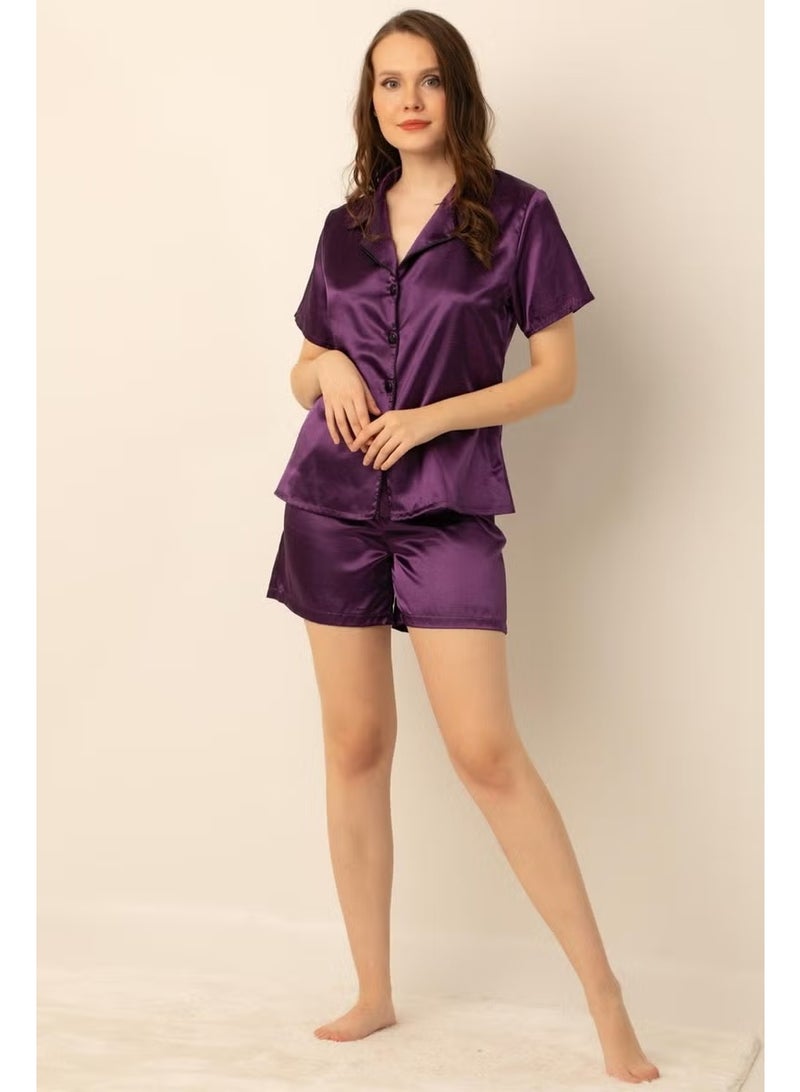 Miorre Women's Satin Pajama Set with Shorts - Image 1