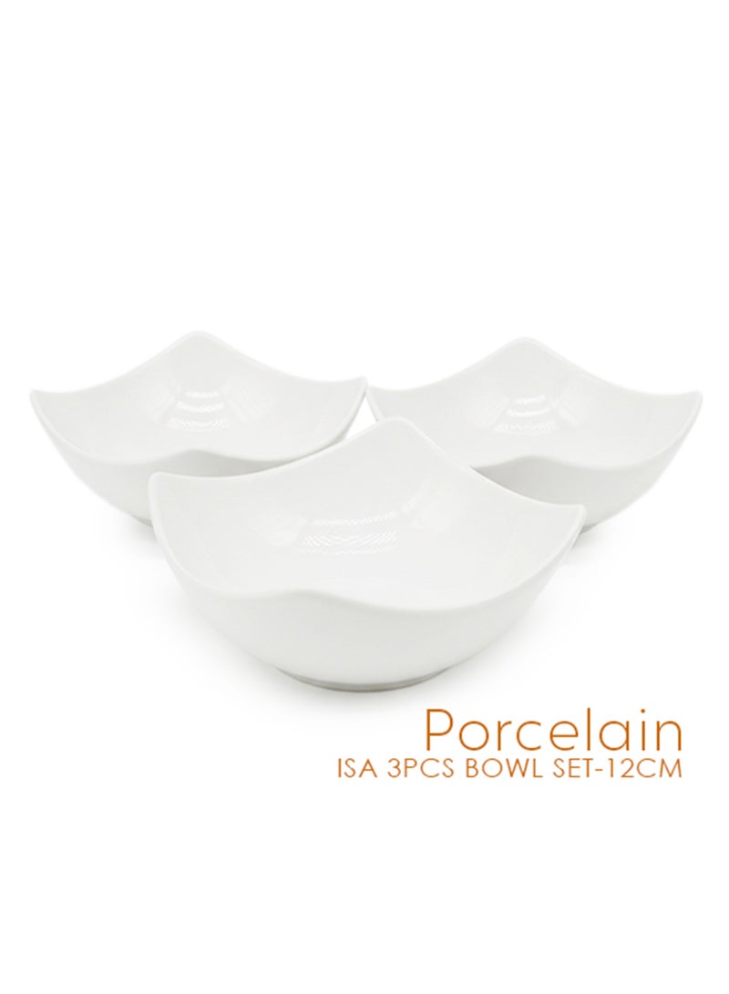 Shallow ISA 3PCS Porcelain Bowl Set – 12cm White Snack & Serving Bowls for Daily Use, Elegant, Ramadan, Eid, Diwali & Festive Hosting - Image 4