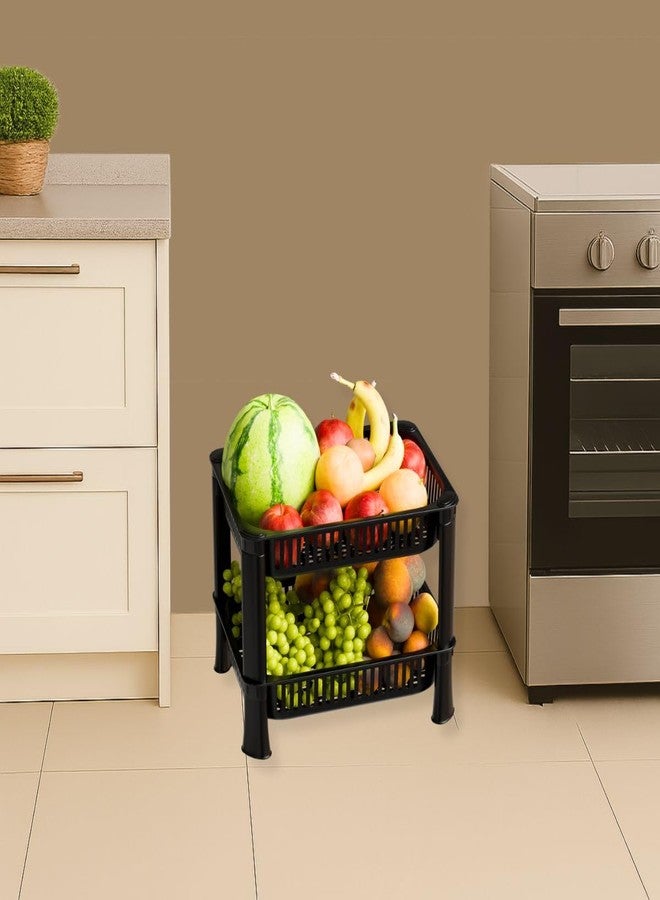 Morbrix Plastic Kitchen Rack, Multipurpose Vegetable & Fruit Storage Basket Organizer for Home, Pantry & Kitchen – Strong & Easy to Assemble (2 Layer, Black) - Image 5