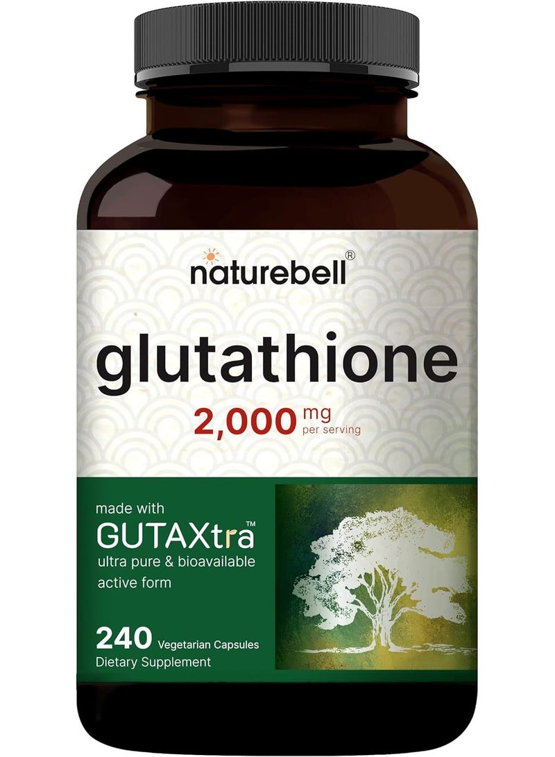 نايتشر بيل نيتشر بيل مكمل جلوتاثيون، 2000 ملجم لكل حصة، 240 كبسولة نباتية | تركيبة مختزلة نشطة (GSH) مع GUTAXtra™ | نقاء فائق +98% وامتصاص عالي | دعم الكبد ومضاد أكسدة رئيسي لصحة البشرة - Image 1