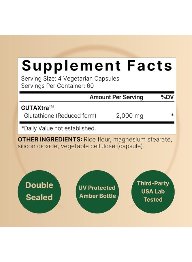 نايتشر بيل نيتشر بيل مكمل جلوتاثيون، 2000 ملجم لكل حصة، 240 كبسولة نباتية | تركيبة مختزلة نشطة (GSH) مع GUTAXtra™ | نقاء فائق +98% وامتصاص عالي | دعم الكبد ومضاد أكسدة رئيسي لصحة البشرة - Image 2