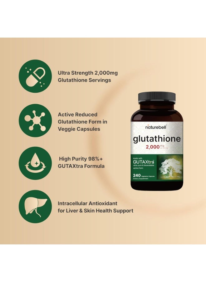 نايتشر بيل نيتشر بيل مكمل جلوتاثيون، 2000 ملجم لكل حصة، 240 كبسولة نباتية | تركيبة مختزلة نشطة (GSH) مع GUTAXtra™ | نقاء فائق +98% وامتصاص عالي | دعم الكبد ومضاد أكسدة رئيسي لصحة البشرة - Image 3