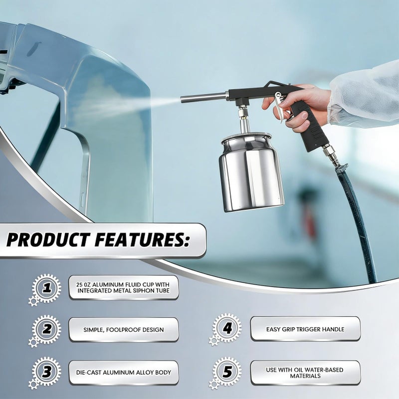 Portable Air Powered Abrasive Blasting Machine with Nozzle for Refinishing and Industrial Maintenance - Image 5