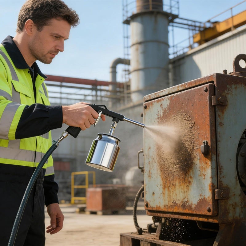 Portable Air Powered Abrasive Blasting Machine with Nozzle for Refinishing and Industrial Maintenance - Image 3