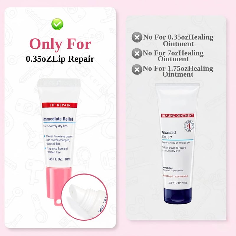 Maoolmht Keychain Holder Compatible with Aquaphor 0.35 oz Lip Repair, 2 Pack Portable Keychain Cap Compatible with Aquaphor Lip Balm (Pink) - Image 2