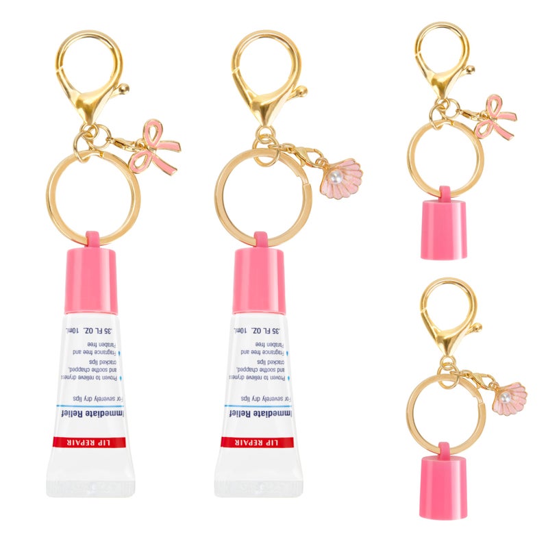 Maoolmht Keychain Holder Compatible with Aquaphor 0.35 oz Lip Repair, 2 Pack Portable Keychain Cap Compatible with Aquaphor Lip Balm (Pink) - Image 1