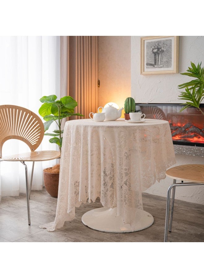 دبليو أيه أو كي أن مفرش طاولة مربع من الدانتيل (140 × 140 سم)، غطاء طاولة مطبخ متين من البوليستر، حماية طاولة القهوة قابلة للغسل ومقاومة للغبار، ديكور سطح المكتب المنزلي، مفرش طاولة بسيط وأنيق، مفارش طاولة من الكتان القطني الريفي، مفارش طاولة من الخيش لتزيين المنزل، طاولة القهوة، طاولة طعام المطبخ - Image 3