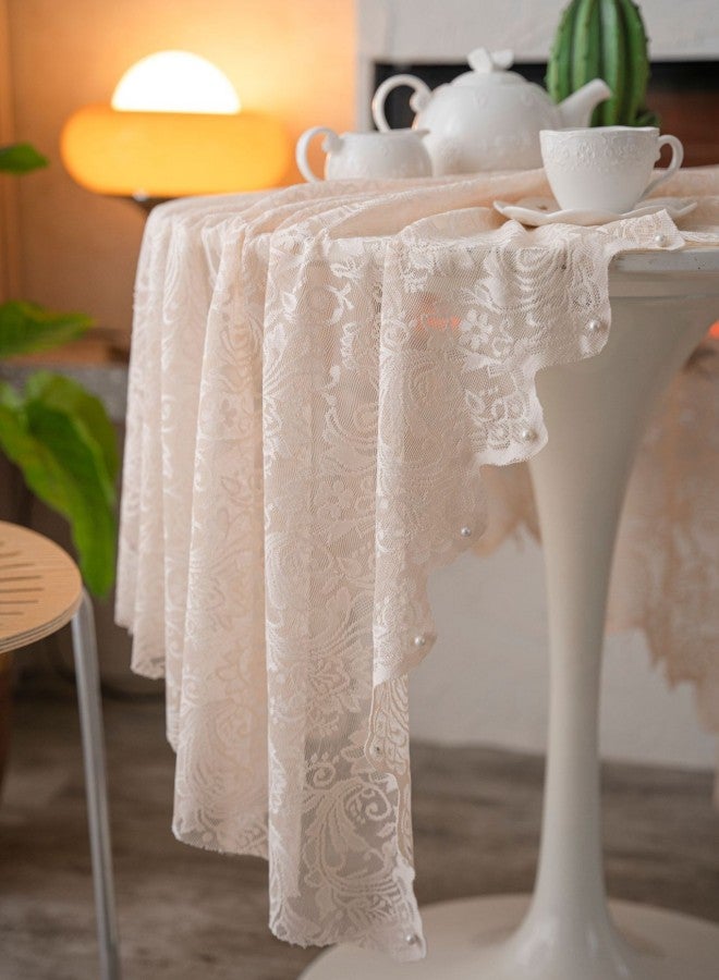 دبليو أيه أو كي أن مفرش طاولة مربع من الدانتيل (140 × 140 سم)، غطاء طاولة مطبخ متين من البوليستر، حماية طاولة القهوة قابلة للغسل ومقاومة للغبار، ديكور سطح المكتب المنزلي، مفرش طاولة بسيط وأنيق، مفارش طاولة من الكتان القطني الريفي، مفارش طاولة من الخيش لتزيين المنزل، طاولة القهوة، طاولة طعام المطبخ - Image 5