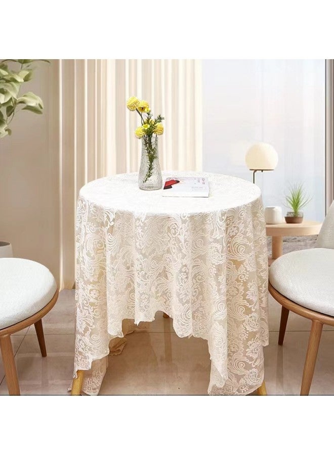 دبليو أيه أو كي أن مفرش طاولة مربع من الدانتيل (140 × 140 سم)، غطاء طاولة مطبخ متين من البوليستر، حماية طاولة القهوة قابلة للغسل ومقاومة للغبار، ديكور سطح المكتب المنزلي، مفرش طاولة بسيط وأنيق، مفارش طاولة من الكتان القطني الريفي، مفارش طاولة من الخيش لتزيين المنزل، طاولة القهوة، طاولة طعام المطبخ - Image 2