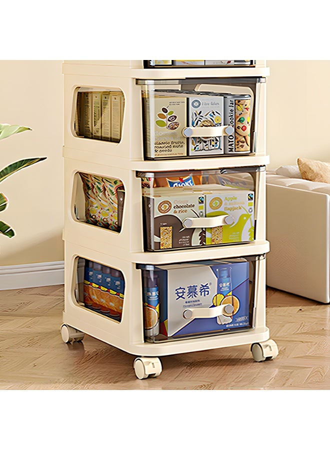 Noon East 5 Layers Utility Rolling Cart Storage Organizer with Wheels, Under Desk Mobile Trolley Organizer with Handle for Office Home Kitchen Organization, Cream 30 x 38 x 108cm - Image 3
