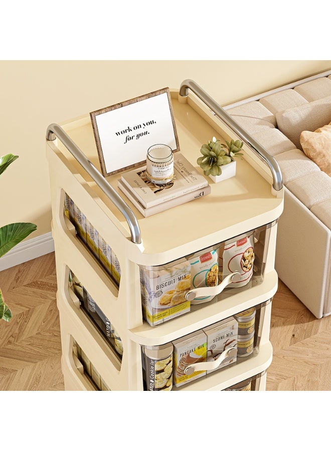 Noon East 5 Layers Utility Rolling Cart Storage Organizer with Wheels, Under Desk Mobile Trolley Organizer with Handle for Office Home Kitchen Organization, Cream 30 x 38 x 108cm - Image 4