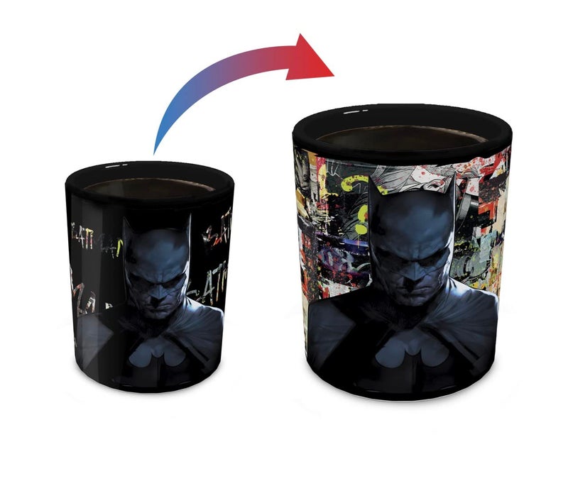 Morphing Mugs DC Comics Batman Comic Book Collage One 16 oz Heat Sensitive Clue Mug Full Image Revealed When HOT Liquid Is Added