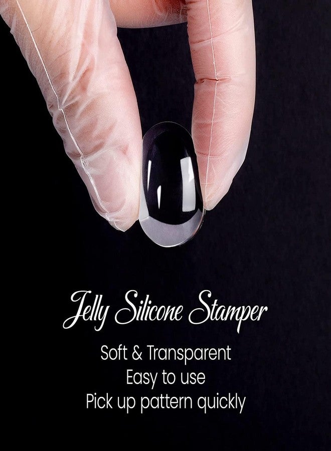 Esbriet Nail Art Stamp Silicone Soft Stamper Scraper Polish Image Paint Jelly Tool Kit with Acrylic for French Stamping Polish Manicure Transparent 1 pcs - Image 4