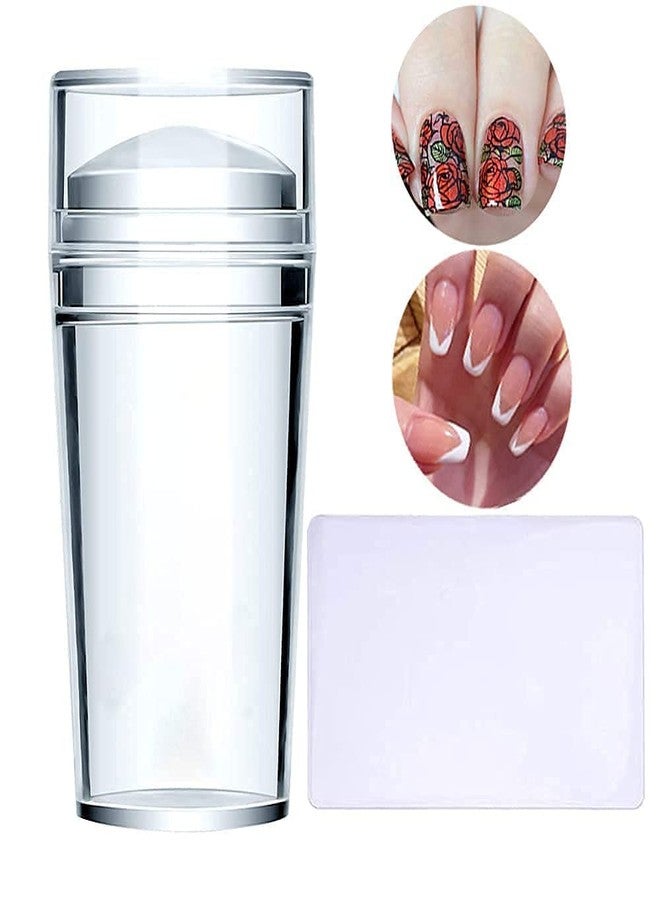 Esbriet Nail Art Stamp Silicone Soft Stamper Scraper Polish Image Paint Jelly Tool Kit with Acrylic for French Stamping Polish Manicure Transparent 1 pcs - Image 1