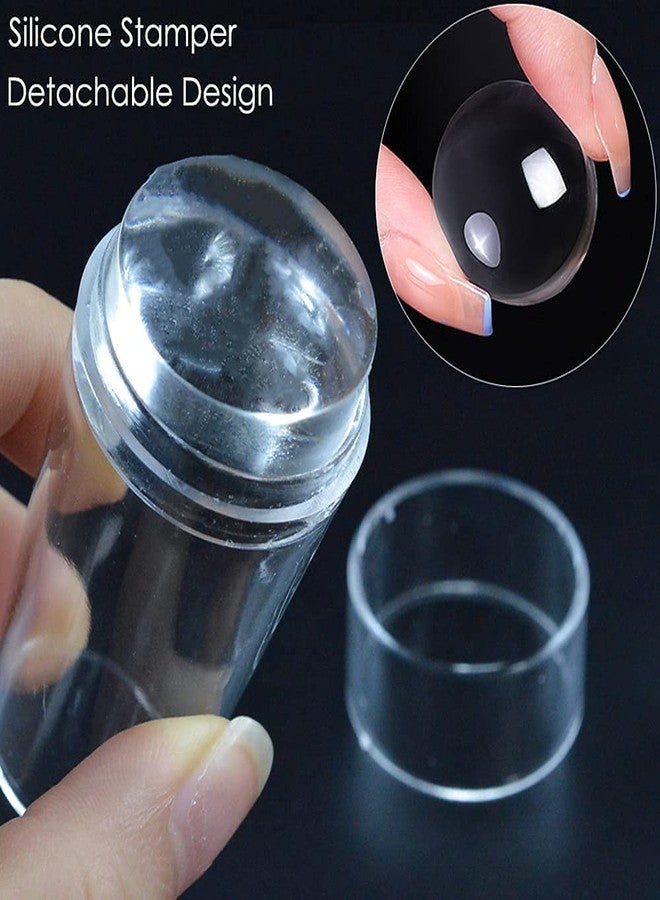 Esbriet Nail Art Stamp Silicone Soft Stamper Scraper Polish Image Paint Jelly Tool Kit with Acrylic for French Stamping Polish Manicure Transparent 1 pcs - Image 3