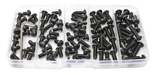 iexcell 100 Pcs M5 x 8/10/12/16/20 Alloy Steel 10.9 Grade Hex Socket Button Head Cap Screws Bolts Assortment Kit, Black Oxide Finish - Image 5