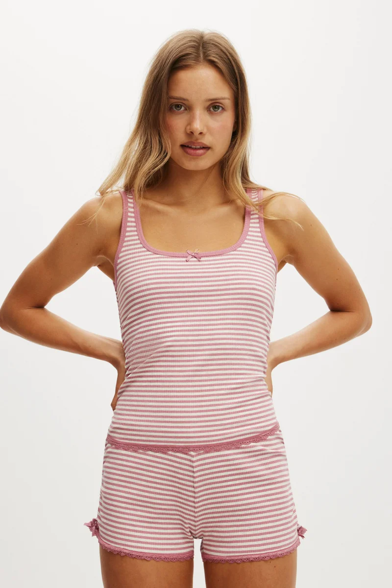 Body RIB LACE RUCHED TANK