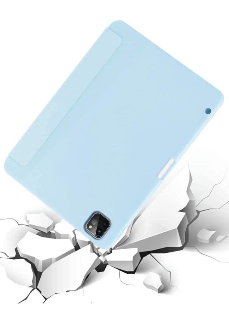 Case for iPad Pro 11 Inch 2021(3rd Gen)/2020(2nd Gen) with Pencil Holder [Support iPad 2nd Pencil Charging/Pair] Slim Trifold Stand, Smart Protective Case Cover (Light Blue) - Image 2