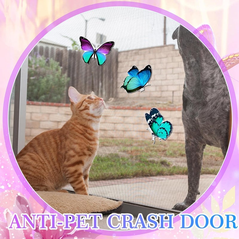 Fiada 6 Pcs Butterfly Screen Door Magnets Flexible Double Sided Door Magnets Decorative Protectors for Sliding Screen Doors Prevent People & Pets from Running into Windows(Blue Green) - Image 5