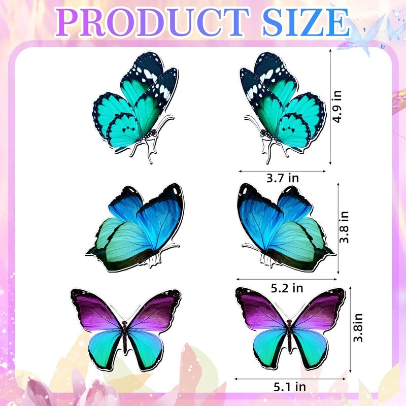Fiada 6 Pcs Butterfly Screen Door Magnets Flexible Double Sided Door Magnets Decorative Protectors for Sliding Screen Doors Prevent People & Pets from Running into Windows(Blue Green) - Image 2