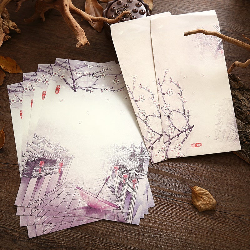 Chinese Style Letter Paper Set Romantic Retro Aesthetic Confession Love Letter Paper 4 Letter Paper + 2 Envelopes - Image 1