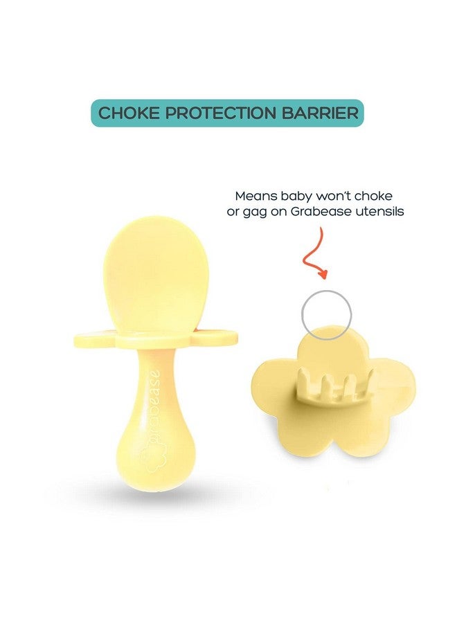 Grabease Baby Spoons & Fork Set - Toddler Self-Feeding Utensils for Baby - BPA-Free & Phthalate-Free Silicone Yellow Toddler Utensil - Feeding Spoon - Image 2