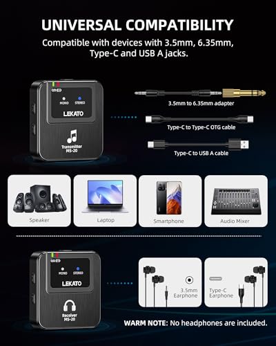 LEKATO Wireless in-Ear Monitor Receiver, Only Support USB-C Charging, Not Compatible with Charging Case 2.4G IEM System, Auto-Pairing, OTG Support(1 Receiver) - Image 5