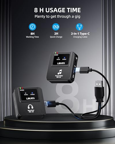 LEKATO Wireless in-Ear Monitor Receiver, Only Support USB-C Charging, Not Compatible with Charging Case 2.4G IEM System, Auto-Pairing, OTG Support(1 Receiver) - Image 3