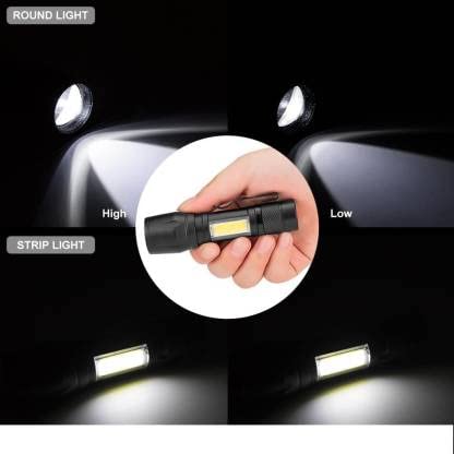 Care4 Care 4 USB Rechargeable led Pocket Flashlight with Clip. Torch (Black : Rechargeable) - Image 5