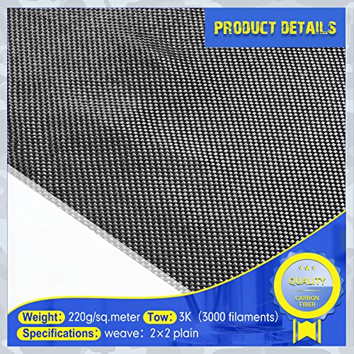 Treela 1 Pcs 4.17ft x 12" Carbon Fiber Cloth Roll, 2 x 2 Plain Weave-3k/220g Fabric for Structural Reinforcement on Concrete Walls, Basements, Boats - Image 3