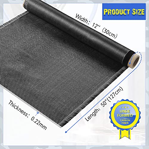 Treela 1 Pcs 4.17ft x 12" Carbon Fiber Cloth Roll, 2 x 2 Plain Weave-3k/220g Fabric for Structural Reinforcement on Concrete Walls, Basements, Boats - Image 2