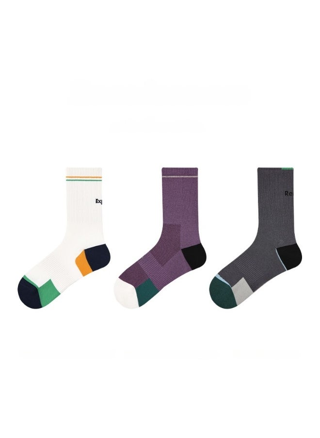 KUYING Fashion Anti Slip Breathable Sports Socks Three Piece Set 