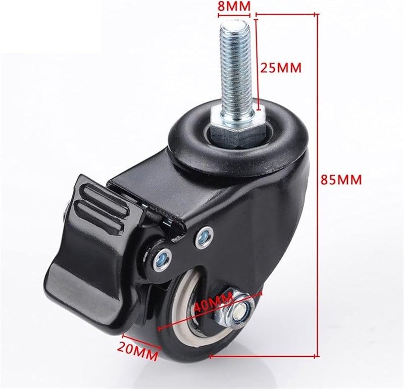 Heavy Duty Swivel Castor Wheels 50kg Capacity 360 Rotatable M8 Screw with Brake - Image 3