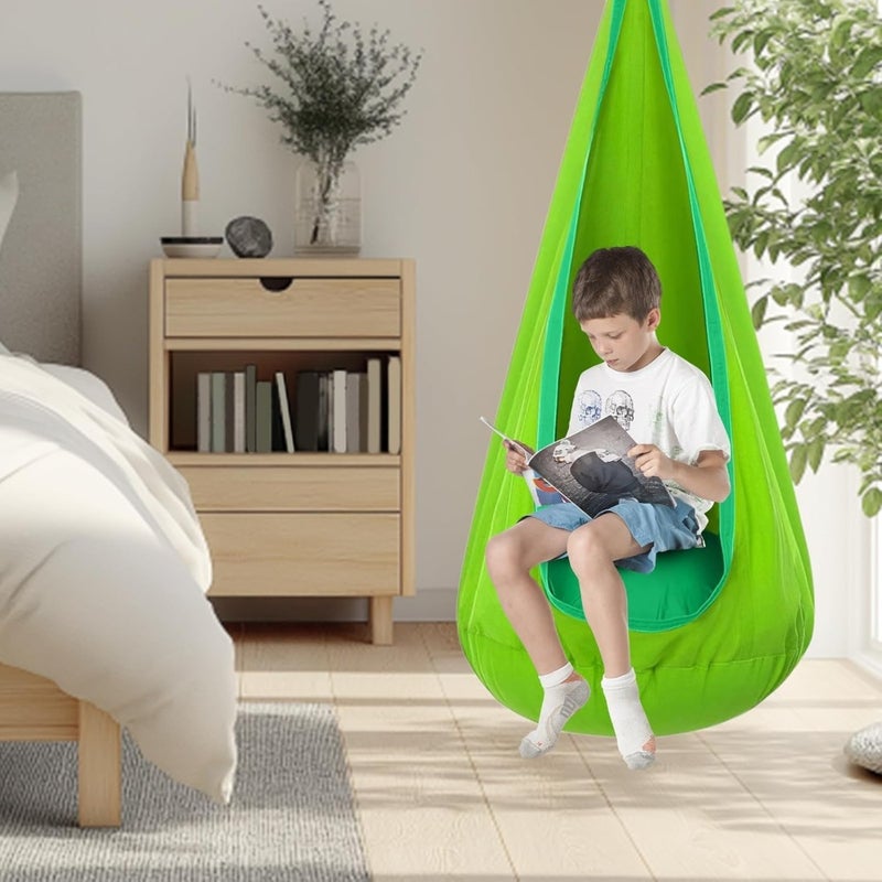 Pod Swing Seat, Child Hammock Swing Chair, Sensory Swing for Indoor and Outdoor Use, with Air Cushion Green - Image 2