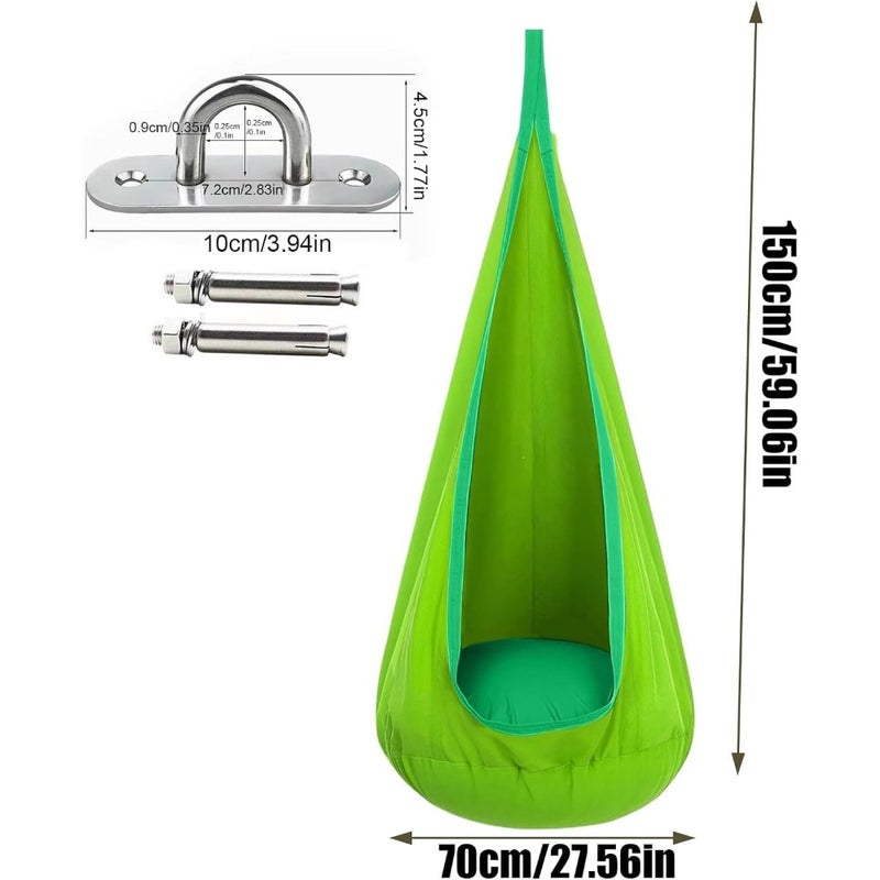 Pod Swing Seat, Child Hammock Swing Chair, Sensory Swing for Indoor and Outdoor Use, with Air Cushion Green - Image 3