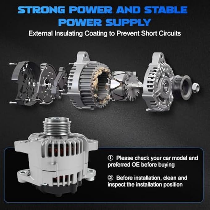 YOMALL Alternator 11493 for 2010-2012 Santa Fe 2.4L for 2011-2014 Sonata 2.0L for 2012-2013 Optima 2.0L for 2011-2012 Sorento 2.4L Vehicle Alternator 110Amp 6-Groove Pulley 11493N 37300-2G600 TG11C089 - Image 5