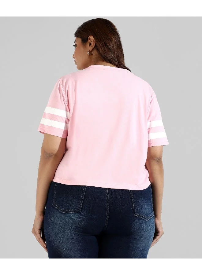 Instafab Plus Women's Light Pink Solid Boxy Top