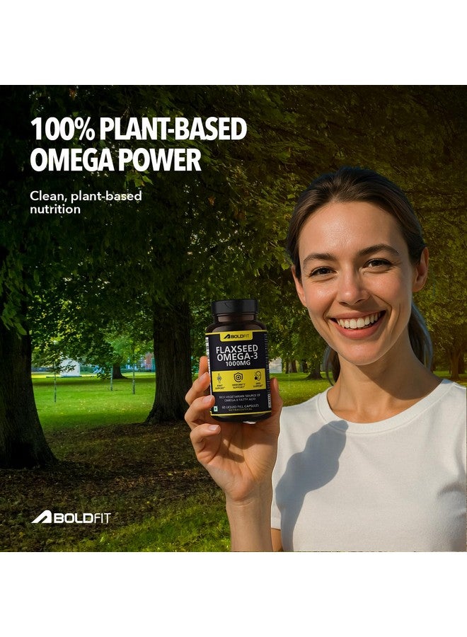 Boldfit Cold Pressed flaxseed oil Capsules 1000mg with Omega-3 and Vitamin E Supplement for Joint Support, Skin and Hair Care, Digestion, Immunity and Overall Wellness - 60 Vegetarian Capsules - Image 3