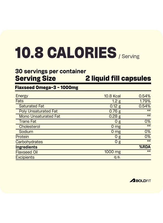 Boldfit Cold Pressed flaxseed oil Capsules 1000mg with Omega-3 and Vitamin E Supplement for Joint Support, Skin and Hair Care, Digestion, Immunity and Overall Wellness - 60 Vegetarian Capsules - Image 2