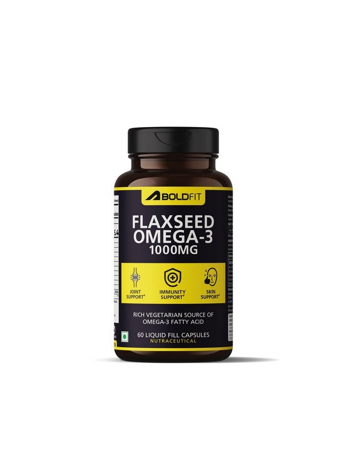 Boldfit Cold Pressed flaxseed oil Capsules 1000mg with Omega-3 and Vitamin E Supplement for Joint Support, Skin and Hair Care, Digestion, Immunity and Overall Wellness - 60 Vegetarian Capsules - Image 1