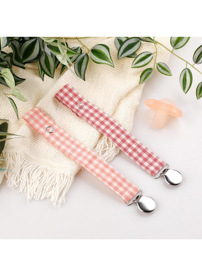 SUGEE Pacifier Clip Leash Soothie Holder Unisex Plaid Button for Girl （2 Pack） - Image 3