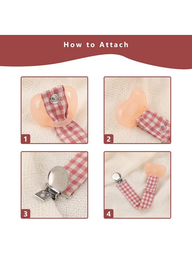 SUGEE Pacifier Clip Leash Soothie Holder Unisex Plaid Button for Girl （2 Pack） - Image 2